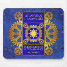 Atlantean Steamworks - Gold & Blue on Lapis Lazuli Mousepads