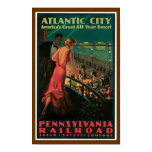 vintage, atlantic, city, travel, poster,