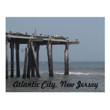 Atlantic City Beach with Birds Postcard
