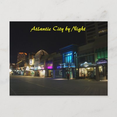 Atlantic City by Night Postcard