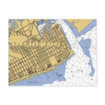 Atlantic City Nautical Chart Harbor Postcard
