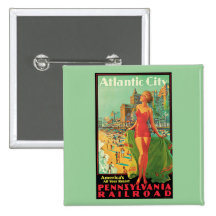 Atlantic City - Pennsylvania RR Vintage Travel Buttons