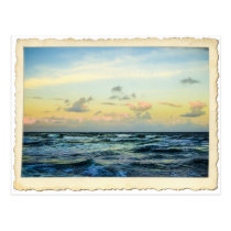 florida, beaches, waves, sunsets, sunrise, blue, travel, treasure coast, atlantic, ocean, ginette, seascape, Postcard with custom graphic design