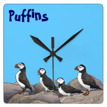 Atlantic Puffins wall clocks