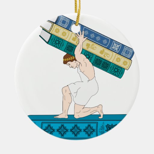 atlas holding stack of books ceramic ornament zazzle stack of books christmas ornament