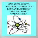 atom lost an electron physics joke posters