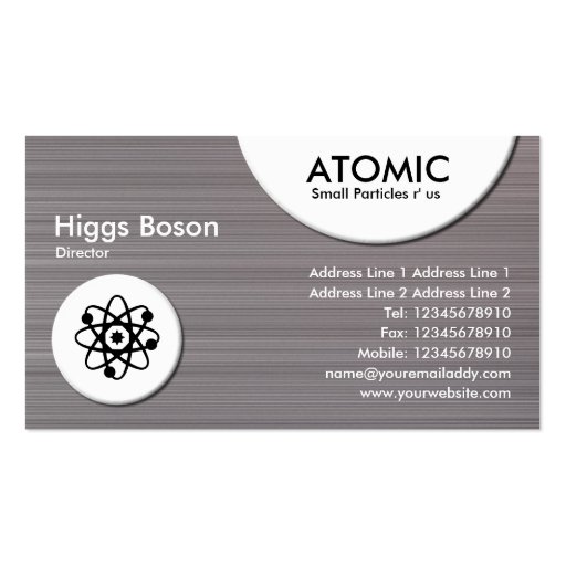 Atomic Circles - Brushed Metal II Texture Business Card Template (front side)