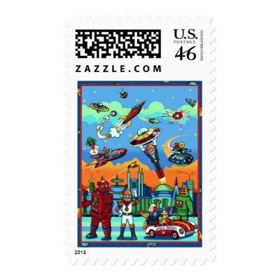Atomic City Postage Stamp by HoodiesCollection
