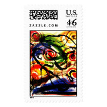 Atomic Energy Abstract Painting Stamp by donnabellas Atomic Energy Abstract Painting Stamp