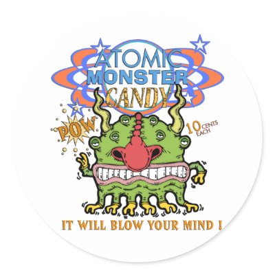 Atomic Monster Candy ! Round Stickers by 3DMOONMAN