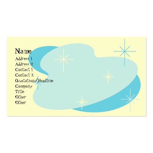 Atomic Retro Aqua Blue & Cream Business Cards (front side)
