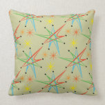 Atomic Starburst Retro Multicolored Pattern Throw Pillows
