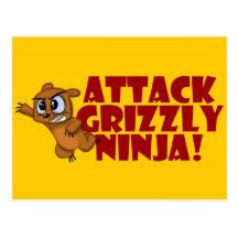 Attack Grizzly Ninja Post Cards