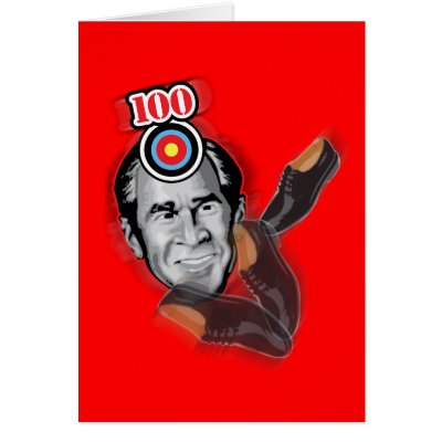 Attack of the flying shoe-Throw Shoe @ George Bush Greeting Card by spacedust