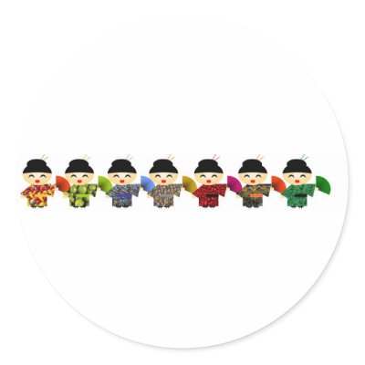 Attack of the Geisha Dolls Stickers by Nushka
