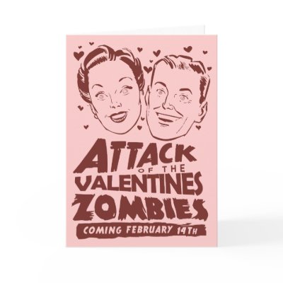 Attack of the Valentines Zombies Greeting Cards by OfficeGangsta