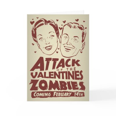 Attack of the Valentines Zombies Greeting Cards by OfficeGangsta