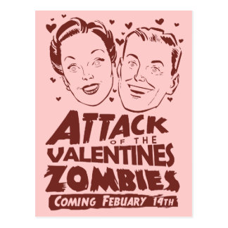 Attack of the Valentines Zombies Postcards