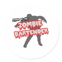 Attack of the Zombie Bartender Round Stickers