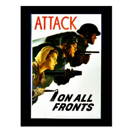 Attack, On All Fronts Postcard