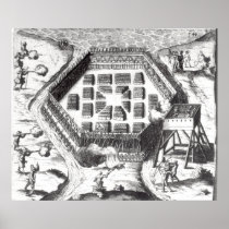 Attack on an Iroquois village Poster