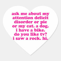 Attention Deficit Disorder Quote ADD ADHD - Pink Sticker