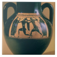 Attic black figure amphora depicting Theseus and t Ceramic Tiles