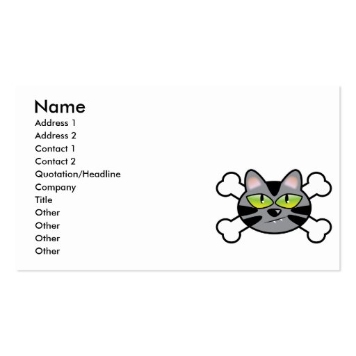 attitude kitty cat and crossbones business card templates