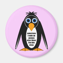 attitude penguin fridge magnet