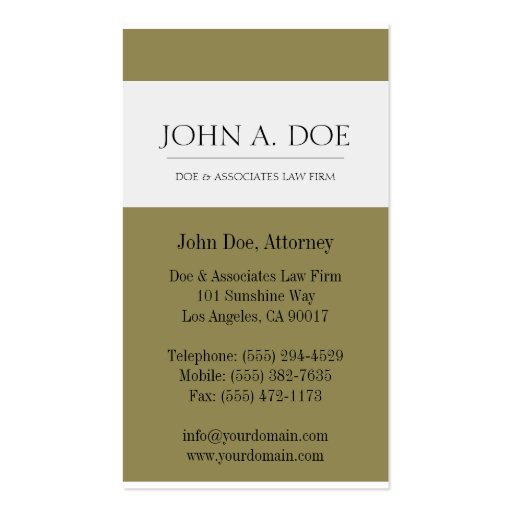 Attorney Antique Gold Border Galore Business Card (back side)