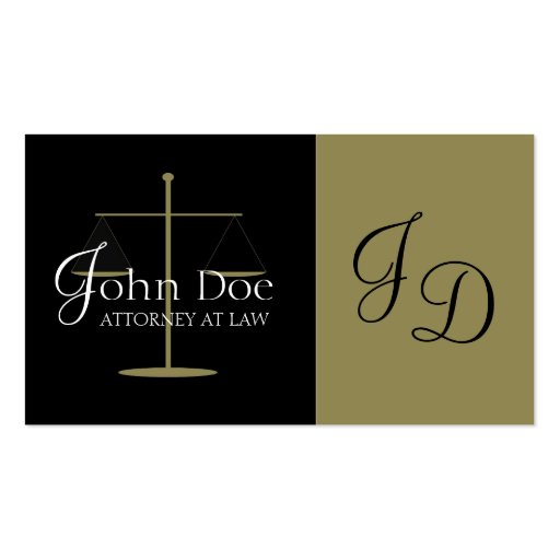 Attorney Antique Gold Monogram Business Card (front side)