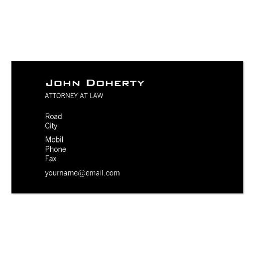 ATTORNEY AT LAW - Business Card (back side)