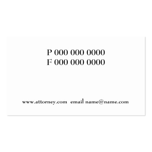attorney at law business card (back side)