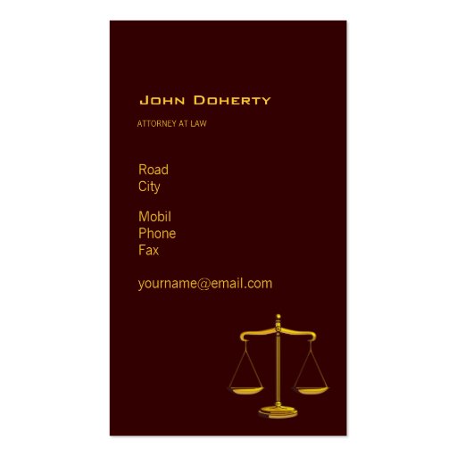 ATTORNEY AT LAW - Business Card (back side)