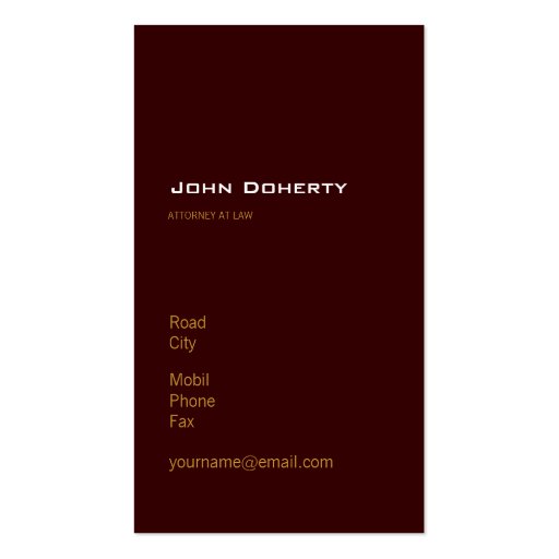 ATTORNEY AT LAW - Business Card (back side)