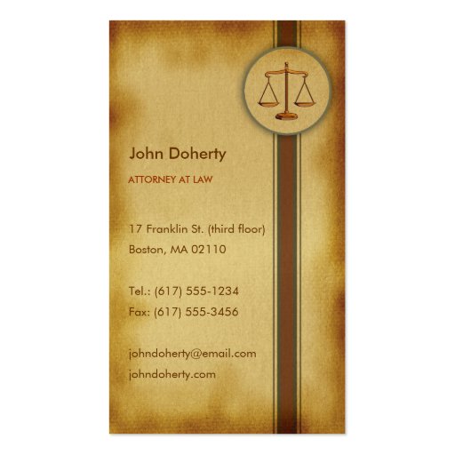 ATTORNEY AT LAW - Business Card (front side)