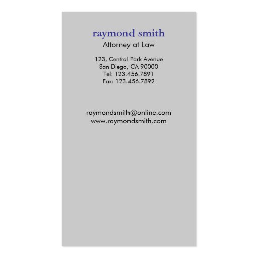 Attorney at Law - Business Cards (back side)