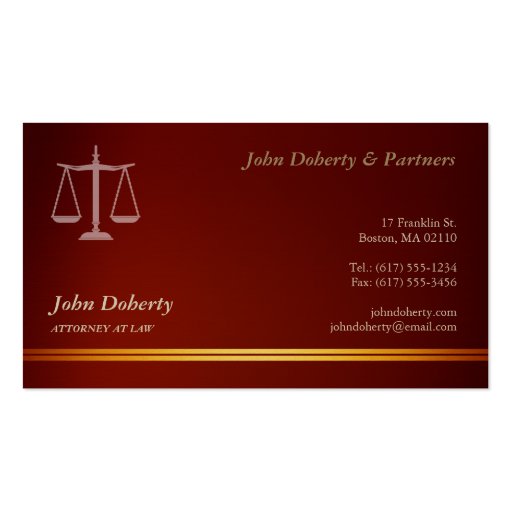 ATTORNEY AT LAW - Elegant Business Card (front side)