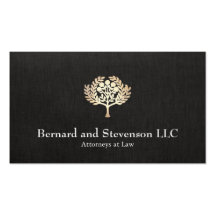 Attorney at Law Faux Gold Leaf and Black Linen Business Card Templates