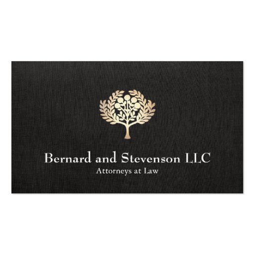 Attorney at Law Faux Gold Leaf and Black Linen Business Card Templates (front side)