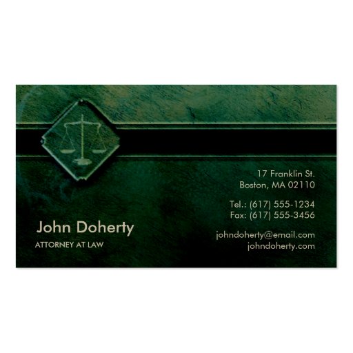 ATTORNEY AT LAW - Green Business Card (front side)