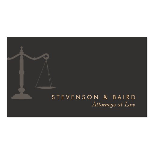 Attorney at Law Justice Scale Black Business Card (front side)