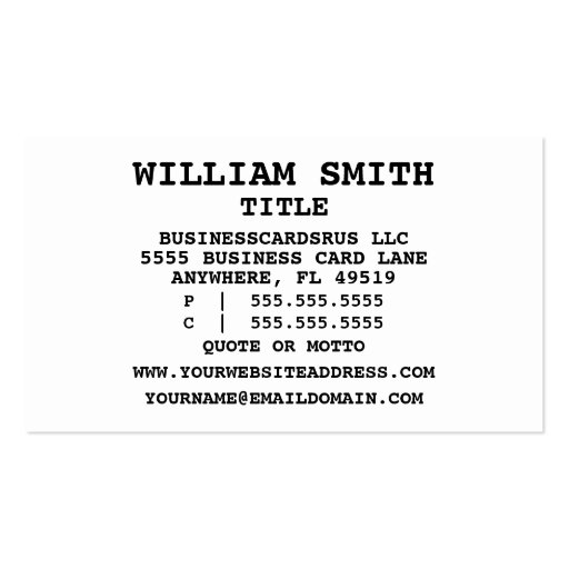 Attorney at Law Terms Business Card (back side)