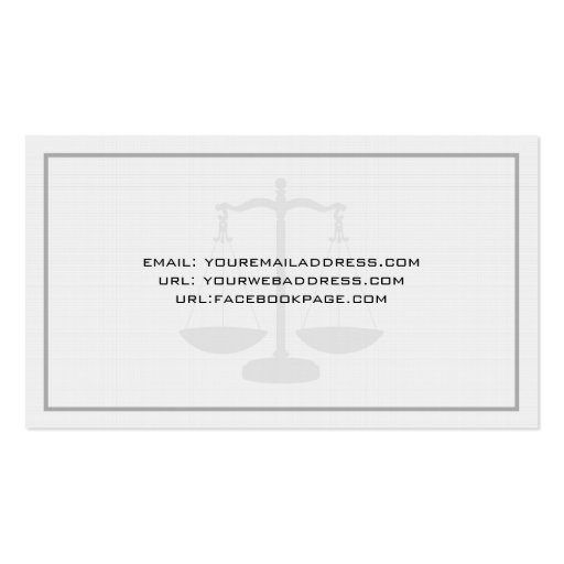 Attorney At Low Office Simple Linen  Texture Business Card Templates (back side)