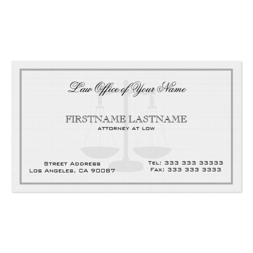 Attorney At Low Office Simple Linen  Texture Business Card Templates