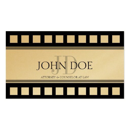 Attorney Black/Aged Golden Film Monogram Business Card