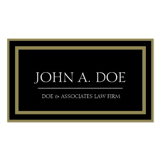 Attorney Black/Antique Gold Border Galore Business Card Template