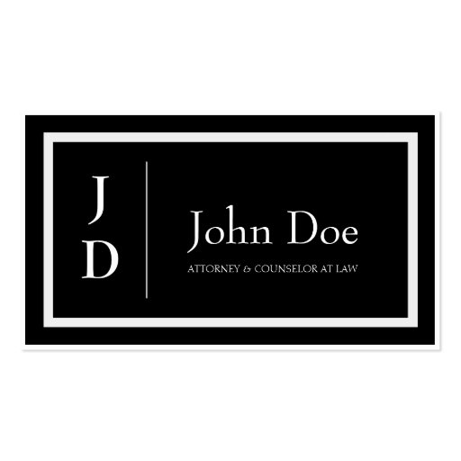 Attorney Black/Antique White Borders Monogram Business Card Template (front side)