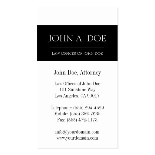 Attorney Black Banner - Available Letterhead - Business Card (back side)