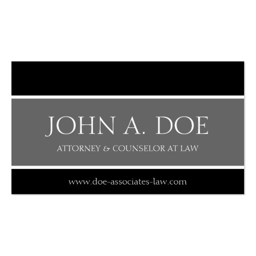 Attorney Black/Grey/White Lettering Business Card Templates (front side)